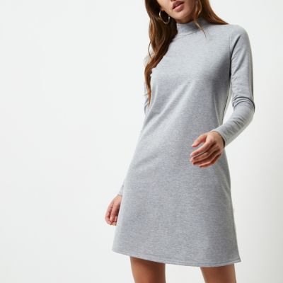 Grey turtleneck swing dress